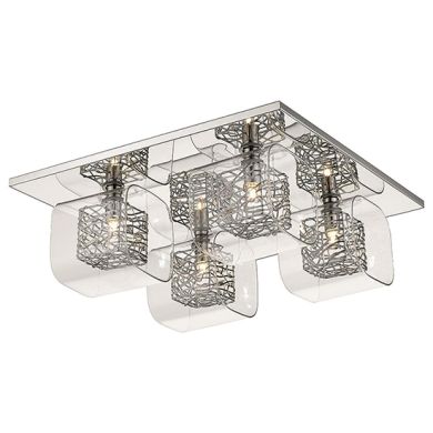 Holland 4 Clear Glass Shade Bulbs Flush Ceiling Light In Chrome