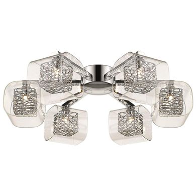 Holland 6 Clear Glass Shade Bulbs Flush Ceiling Light In Chrome