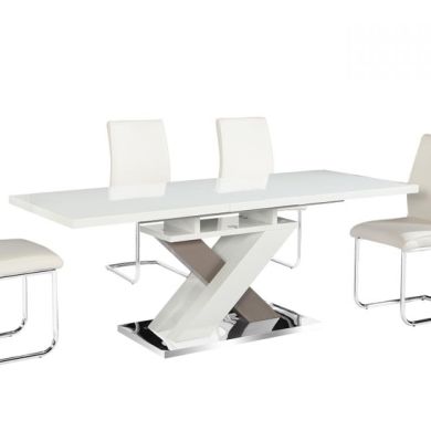 Honora Extending Wooden Dining Table In White And Grey High Gloss