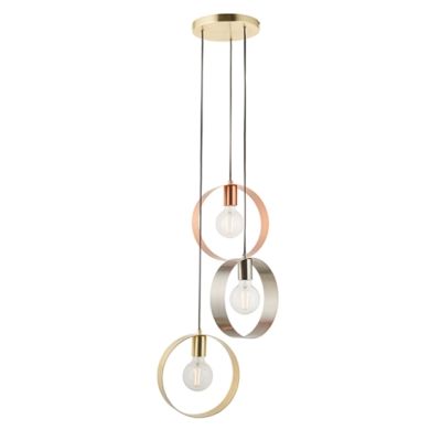 Hoop 3 Lights Ceiling Pendant Light In Brushed Brass