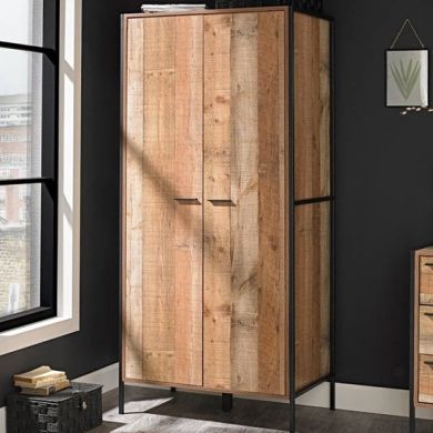 Hoxton 2 Doors Wooden Wardrobe In Oak Effect