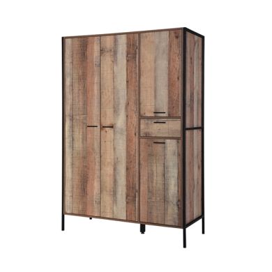 Hoxton 4 Doors Wooden Wardrobe In Oak Effect