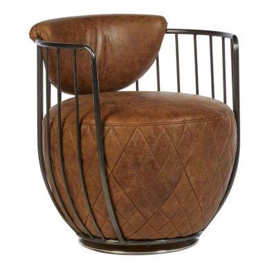 Hoxton Genuine Leather Swivel Chair In Light Brown