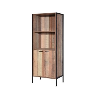 Hoxton Wooden Bookcase In Oak With 2 Doors And 1 Shelf