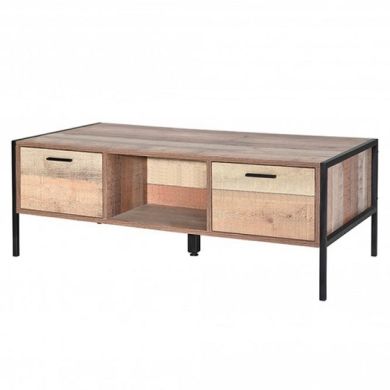 Hoxton Wooden Coffee Table In Oak With 2 Drawers