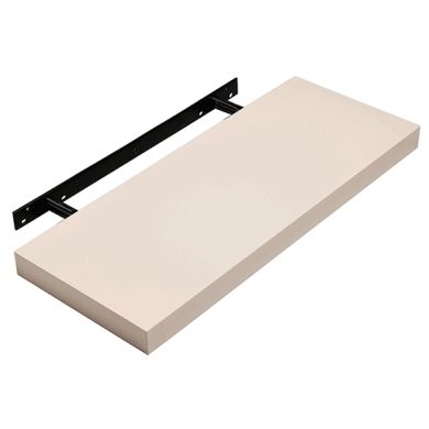 Hudson Medium Wooden Floating Box Wall Shelf In Cream High Gloss