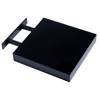 Hudson Small Wooden Floating Box Wall Shelf In Black High Gloss