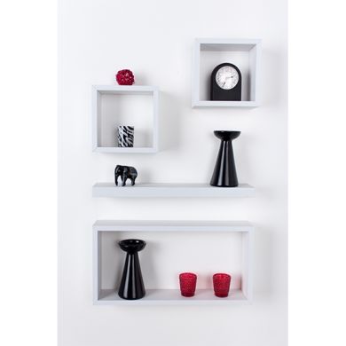 Hudson Wooden Set Of 4 Wall Shelves In Matt White