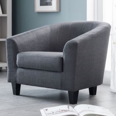 Hugo Fabric Upholstered Armchair In Slate Grey