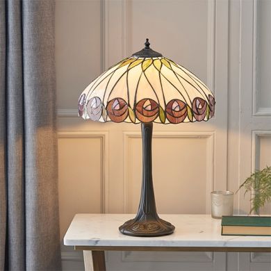 Hutchinson Medium Tiffany Glass Table Lamp In Dark Bronze