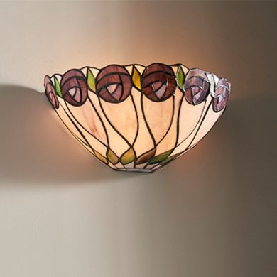 Hutchinson Tiffany Glass Wall Light In Matt Black