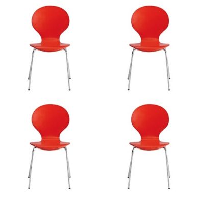 Ibiza Set Of 4 Dining Chairs In Red