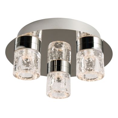 Imperial 3 Lights Clear Glass Flush Ceiling Light In Chrome