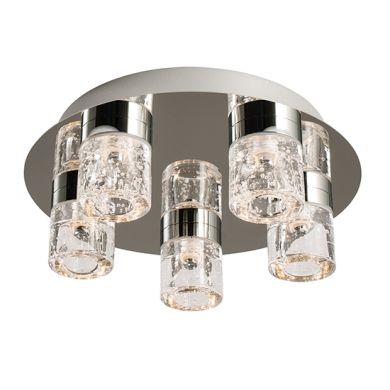 Imperial 5 Lights Clear Glass Flush Ceiling Light In Chrome