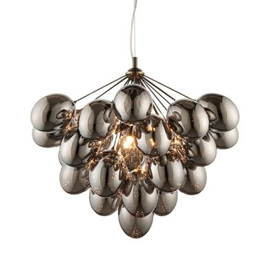 Infinity 6 Lights Electro Plated Glass Shades Ceiling Pendant Light In Black Chrome