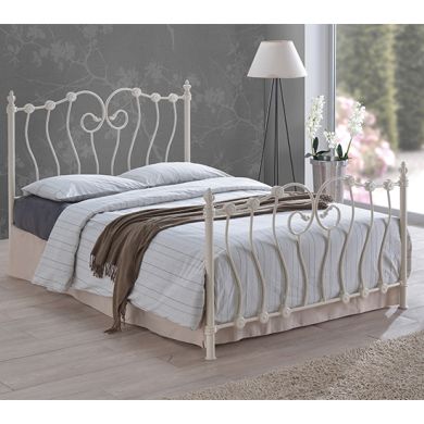 Inova Metal King Size Bed In Ivory