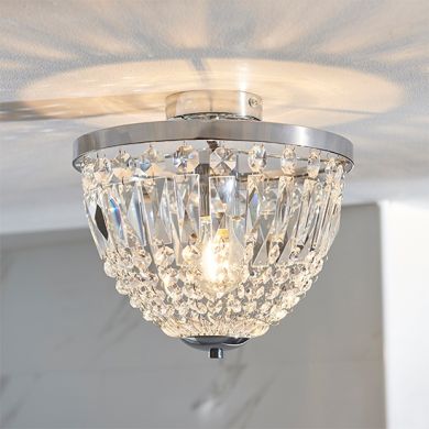 Iona Clear Glass Flush Ceiling Light In Chrome