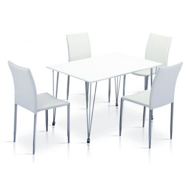 Iris Wooden Dining Set In White High Gloss With 4 Chairs