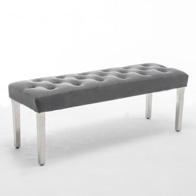 Isabella Faux Leather Dining Bench In Grey