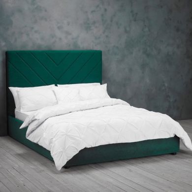 Islington Velvet Upholstered King Size Bed In Green