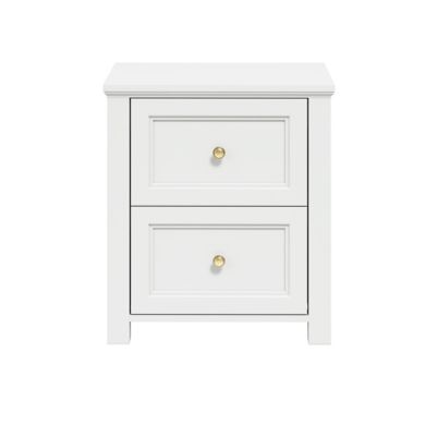 Ives Wooden Bedside Cabinet With 2 Drawers In White