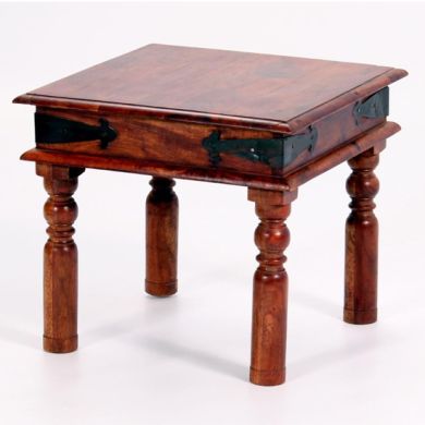 Jaipur Wooden Deco Lamp Table In Rustic Antique Oak