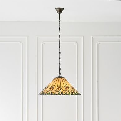 Jamelia Large 3 Lights Tiffany Glass Flush Ceiling Light In Dark Bronze