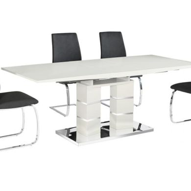 Janelle Extending Wooden Dining Table In White High Gloss