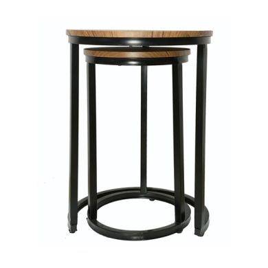 Java Distressed Tops Nest Of Tables With Black Frame