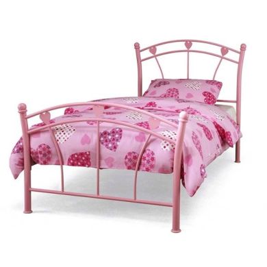 Jemima Metal Small Single Bed In Pink Gloss