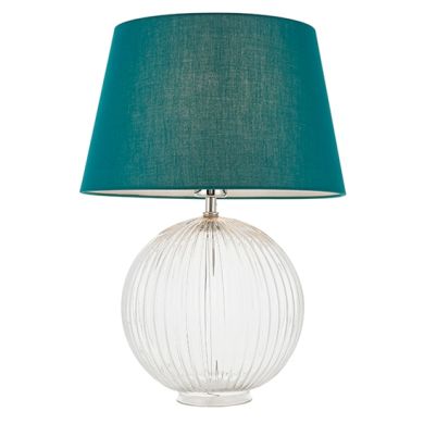 Jemma And Evie Green Shade Table Lamp With Clear Ribbed Base