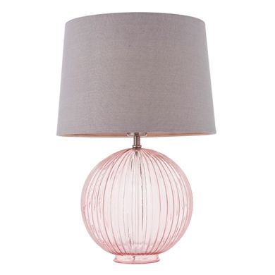 Jemma And Mia Charcoal Shade Table Lamp With Dusky Pink Ribbed Base