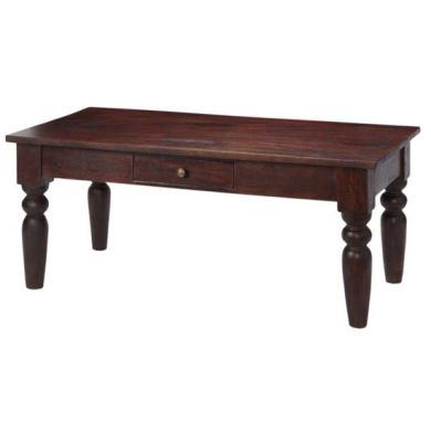 Jaipur Solid Mango Wood Coffee Table In Dark Mahogany