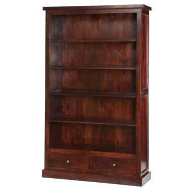 Jaipur Solid Mango Wood Large Bookcase In Dark Mahogany