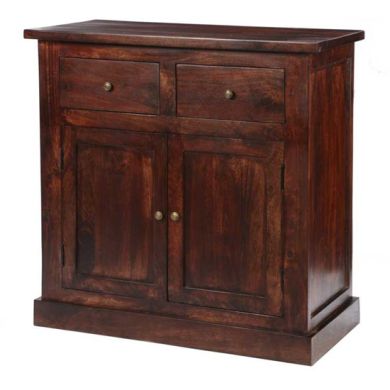 Jaipur Solid Mango Wood Sideboard With 2 Doors In Dark Mahogany