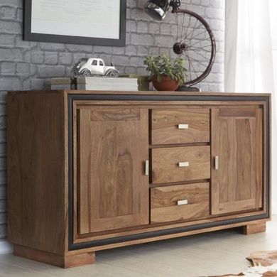 Jodhpur Large Sideboard In Natural Sheesham With 2 Doors And 3 Drawers