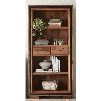 Jodhpur Large Wooden 2 Drawers Bookcase In Sheesham