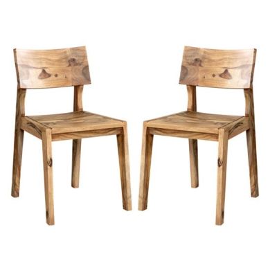 Jodhpur Wooden Natural Sheesham Dining Chairs In Pair