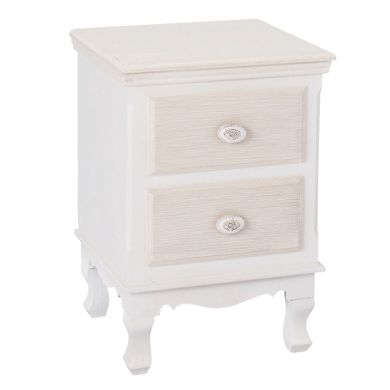 Juliette Wooden 2 Drawers Bedside Cabinet In White And Cream