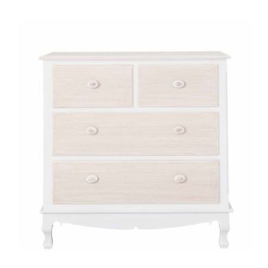 Juliette Wooden Chest Of Drawers In Cream And White With 4 Drawers