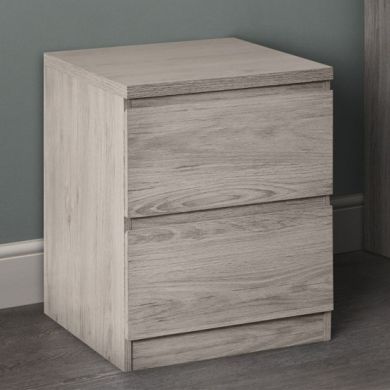 Jupiter Wooden 2 Drawers Bedside Cabinet In Grey Oak
