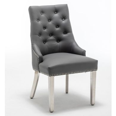 K-Edmundson Faux Leather Dining Chair In Grey