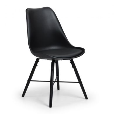 Kari Faux Leather Dining Chair Black With Oak Wooden Legs