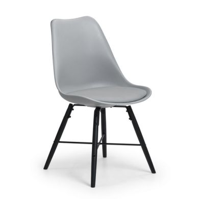 Kari Faux Leather Dining Chair Grey With Oak Wooden Legs