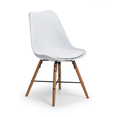 Kari Faux Leather Dining Chair White With Oak Wooden Legs
