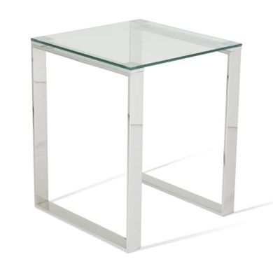 Kayla Clear Glass Top Lamp Table With Silver Frame