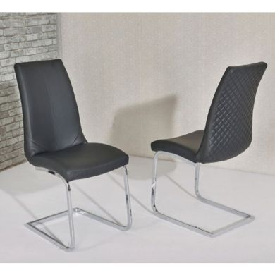 Kelcy Black Faux Leather Dining Chairs In Pair