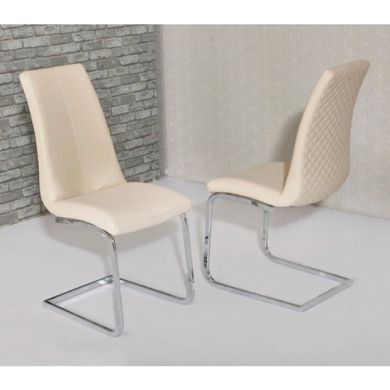 Kelcy Cream Faux Leather Dining Chairs In Pair