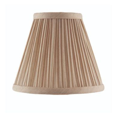 Kemp Fabric 6 Inch Shade In Beige With Polished Nickel Plate