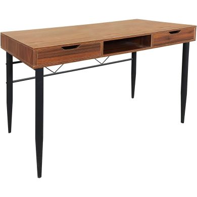 Kenora Home Office Ergonomic Laptop Desk Table With Drawers In Walnut Black